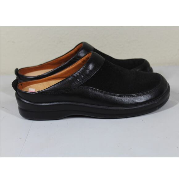 Footprints by Birkenstock Leather Mules Women Size 38 US 7 Black Slip On - Picture 1 of 6
